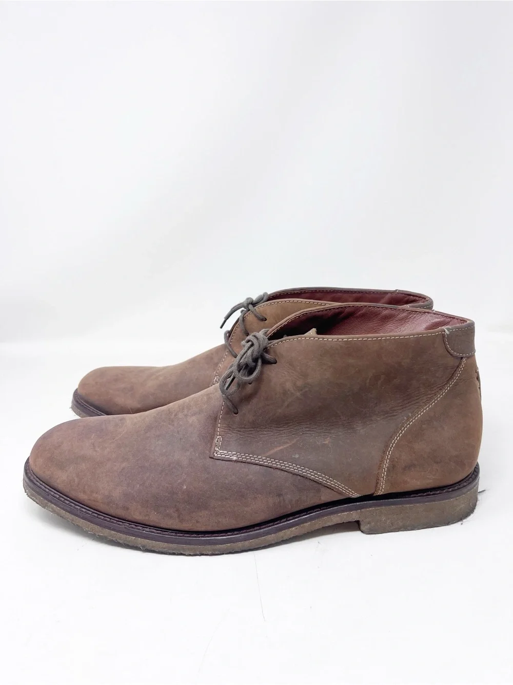 JOHNSTON & MURPHY BROWN LEATHER ANKLE SHAFT LACE UP BOOTS MENS 14M